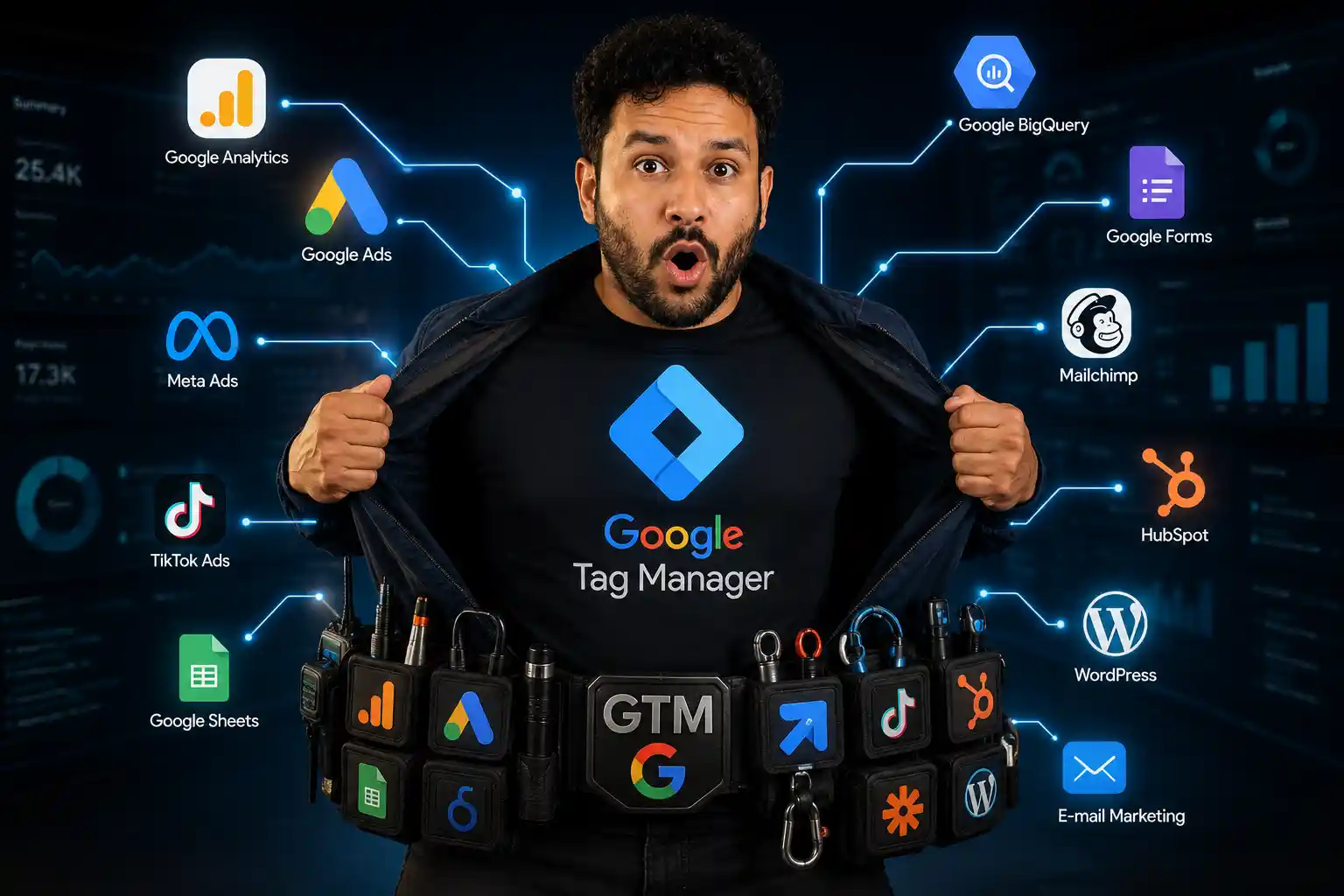 Aprenda como usar Google Tag Manager para instalar tags, rastrear cliques, scroll, vídeos e conversões e organizar melhor a mensuração do seu site.