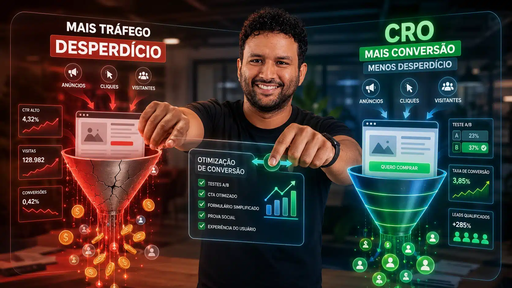 CRO aplicado para melhorar conversão antes de aumentar tráfego pago